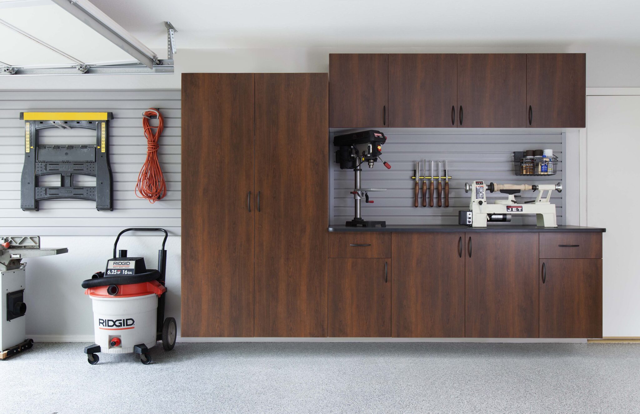 gray slatwall smoke floor garage makeover in ottawa
