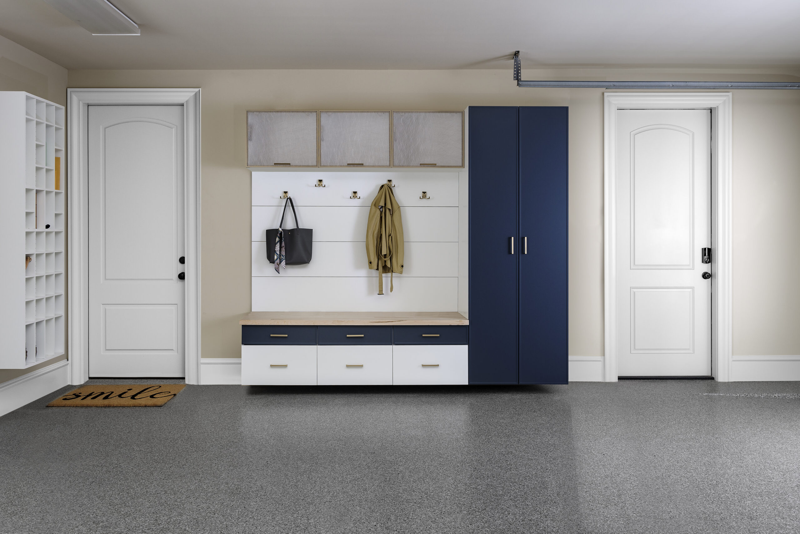 metal doors white mudroom in ottawa