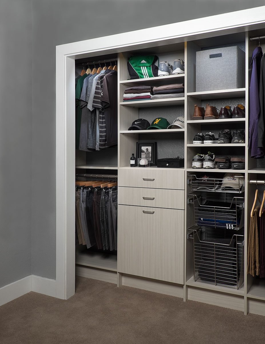 gray wall reach in closet design in ottawa