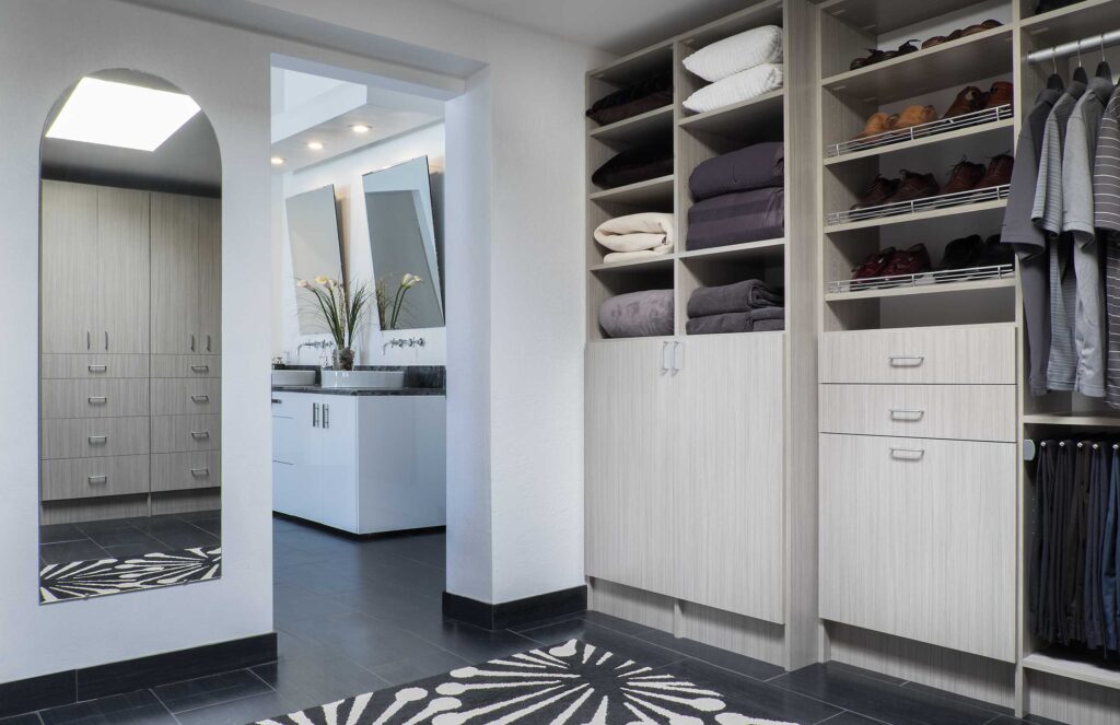 modern white walls walk-in closet in ottawa
