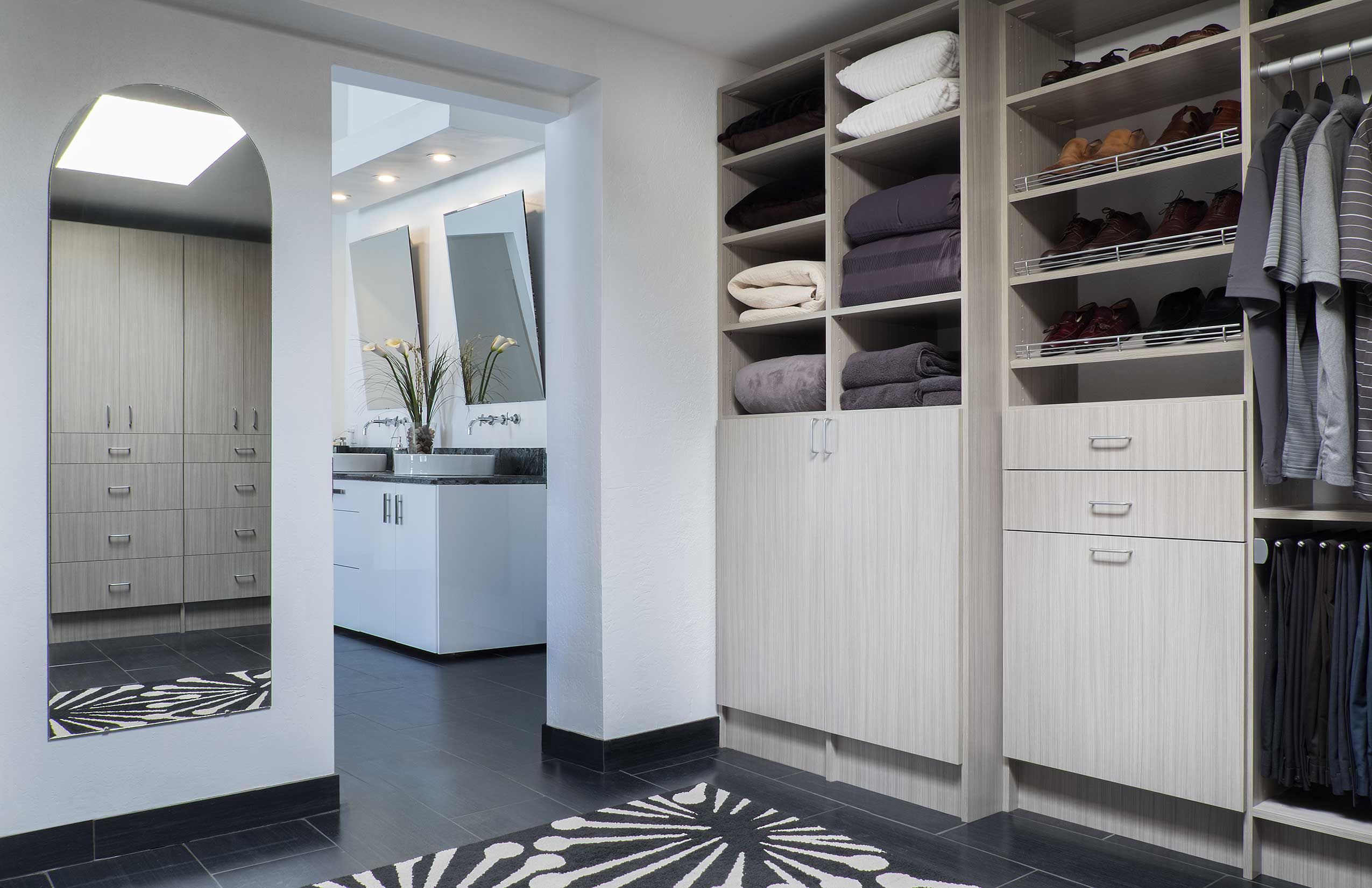 modern white walls walk-in closet in ottawa