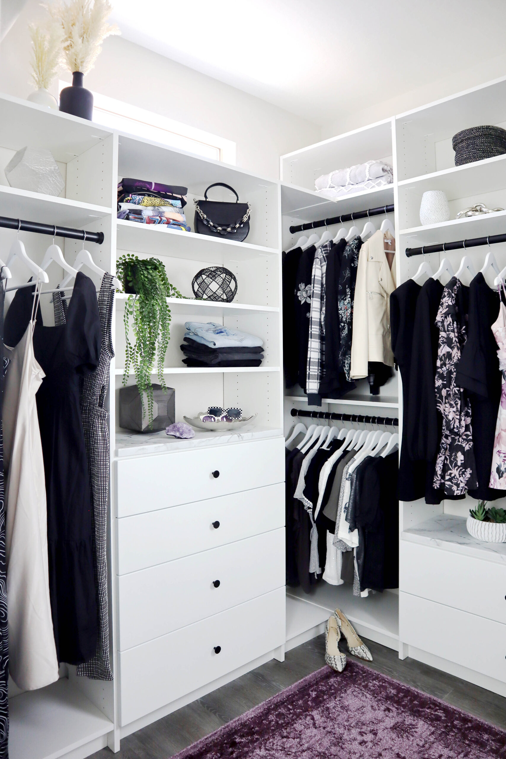 white clean modern walk-in closet in ottawa